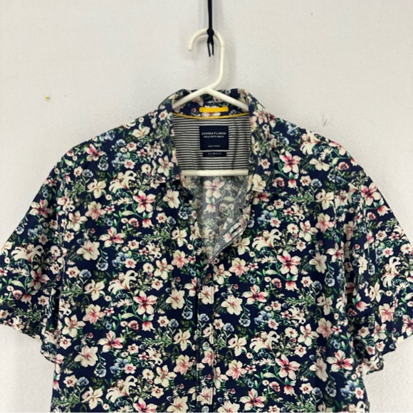 Denim & Flower Ricky Singh Slim Fit Button Down Shirt Men's XL Navy Floral - Picture 2 of 9